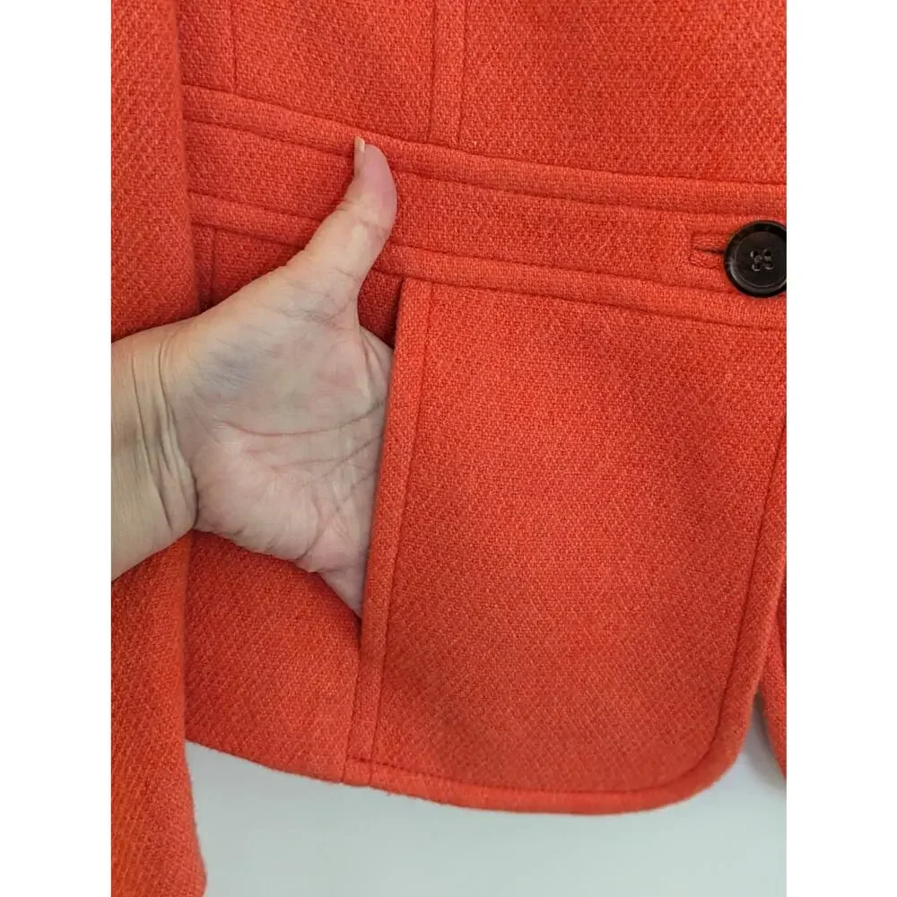Talbots Orange Wool Blend Peplum Jacket Blazer Size 6 Button Front
